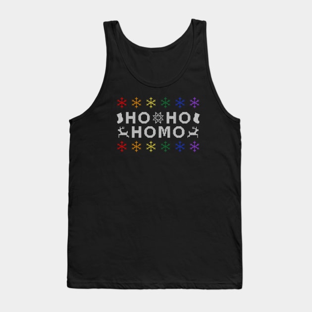 Ho Ho Homo Ugly Sweater (Rainbow) Tank Top by Queerdelion